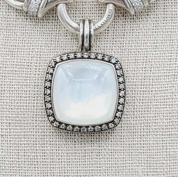 David Yurman Albion Moonlight Ice 20mm Moonstone Diamond Pendant Enhancer - Picture 2 of 9